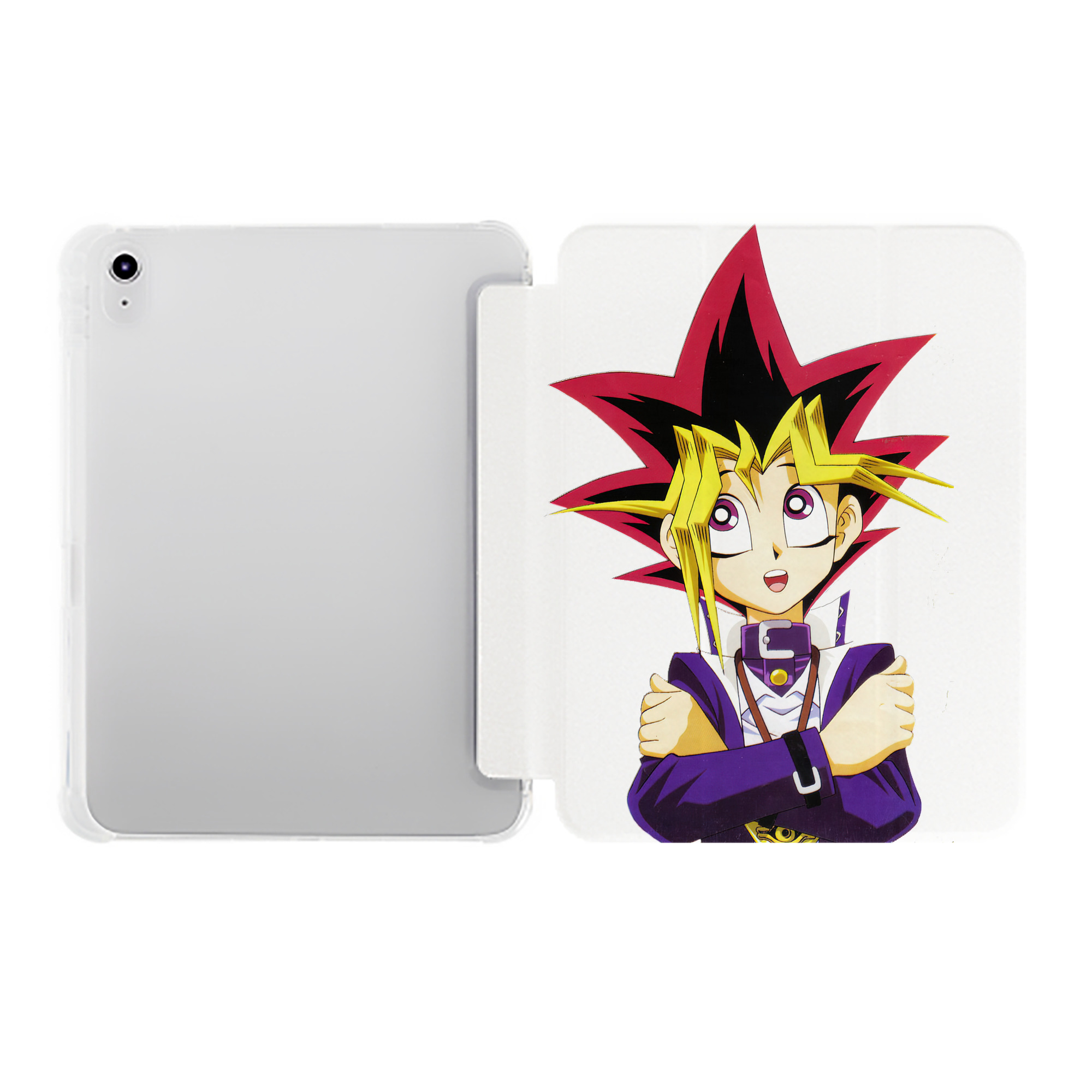 （画像用） 遊☆戯☆王 Yu-Gi-Oh! IPad ケース ペン収納付き 三つ折りスタンド PUレザー×シリコン 対応機種9.5/10.5/10.9インチ